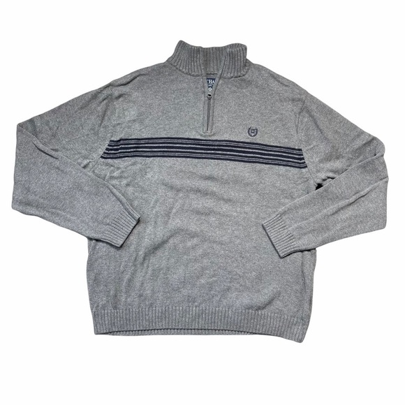 Chaps Men’s Gray Quarter Zip Long Sleeve Pullover - Picture 1 of 9